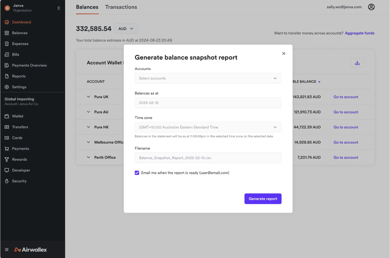 Balance snapshot Report.png