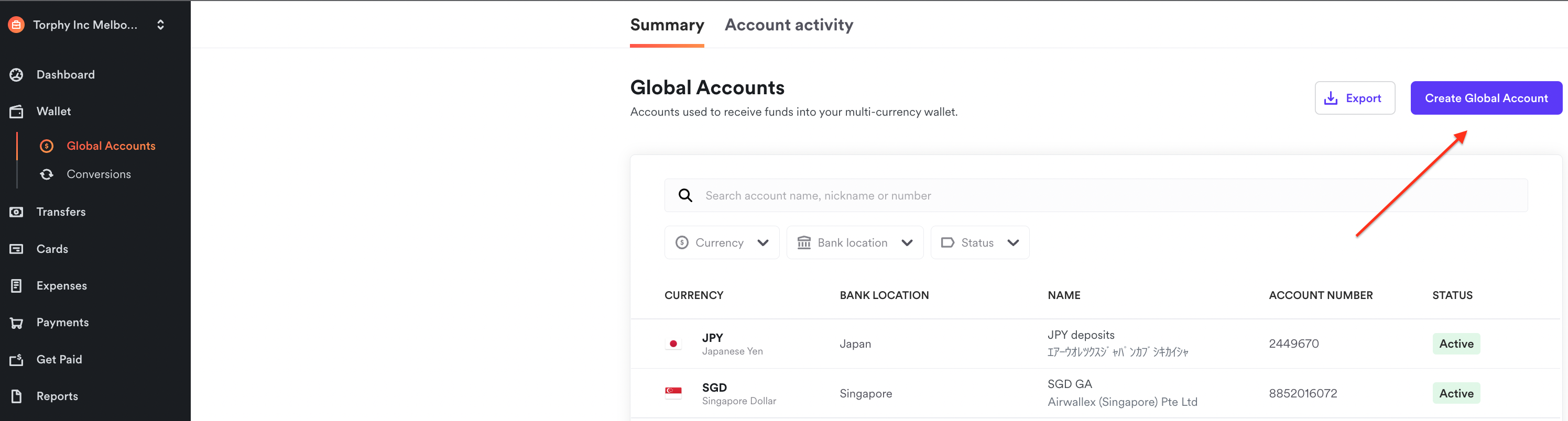 Creating And Viewing Global Accounts Airwallex Help Centre 0751