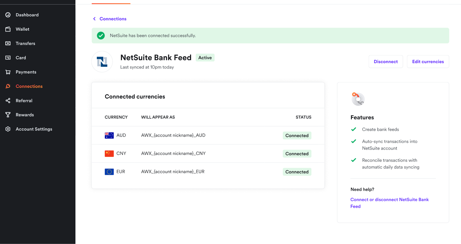 NetSuite Bank Feed Airwallex Help Centre
